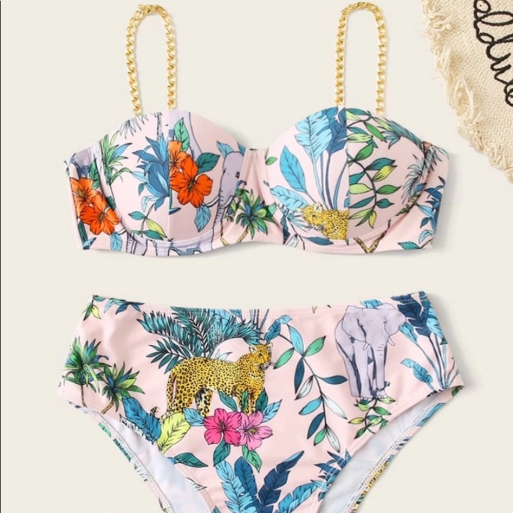 Women’s Bathing Suit with chain straps.